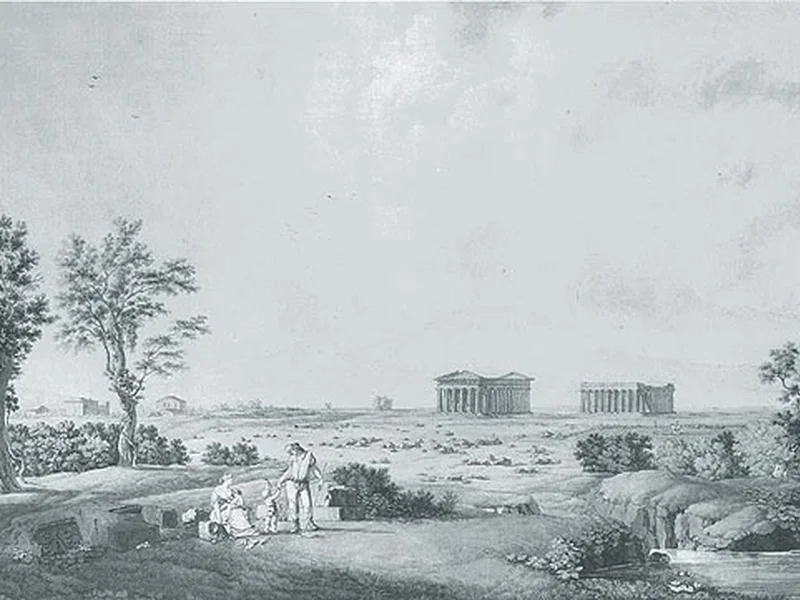 1755-Christoph Heinrich Kniep - Veduta dei templi di Paestum